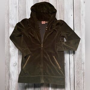 Juicy Couture Olive Green Velvet Hoodie.
